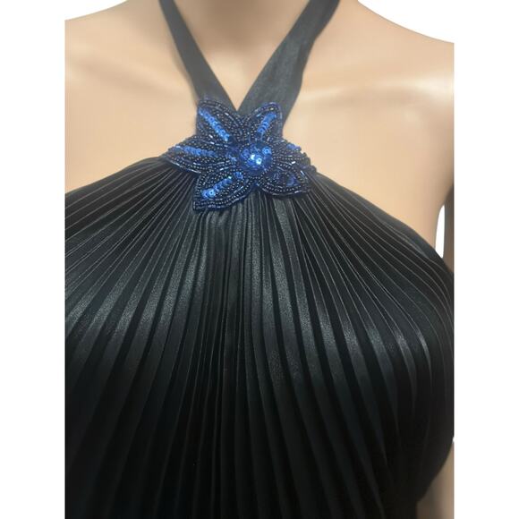 Vintage Cache Evening Y2K Halter Top Black Pleated w/ Sparkle Starfish Size M - Picture 3 of 7